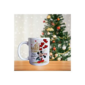 Mickey Ve Minnie Mouse Aşkı - Romantik Buluşma Temalı - En Güzel Hediye Porselen Kupa