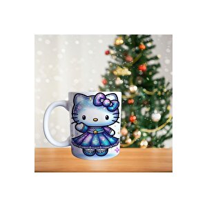 Hello Kitty Mor Elbiseli Porselen Kupa