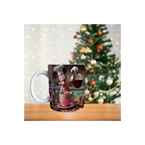 Mickey Mouse - Barista Mickey - Sabah Kahvesi - Disnep Temalı Porselen Kupa