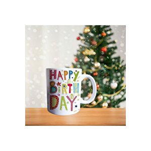 Kahve Içen Kız - Happy Birthday - En Güzel Doğum Günü Hediyesi Temalı Porselen Kupa