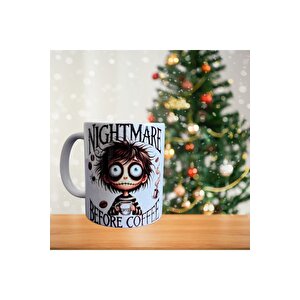 Nightmare - Kahve Öncesi Kabusu - Komik Hediyelik - Uyku Temalı Porselen Kupa