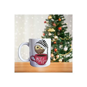 Baykuş Temalı - Kahve Kuşu - Sevimli Baykuş - Love Porselen Kupa