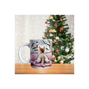 Camdaki Kedi Porselen Kupa