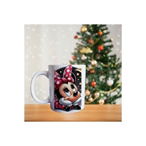Minnie Mouse - Gece Yıldızlar Ve Ay - Düşünceli Minnie - Disnep Temalı Porselen Kupa