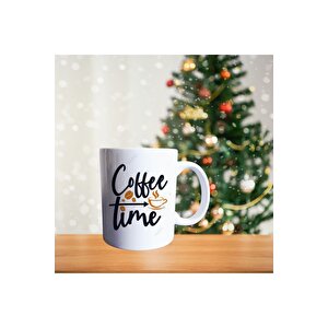 Kahve Zamanı - Kalpli Latte Fincanı - Arkadaşa Hediye Porselen Kupa