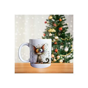 Umrumda Değilsin - Trip Sözler - Şaşkın Kedi Temalı Porselen Kupa
