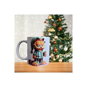 Garfield - Pijamalı Kedi- Komik Çizgi Karakter Temalı Porselen Kupa