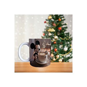 Mickey Mouse - Barista Mickey - Latte Uzmanı - Kahve Temalı Porselen Kupa