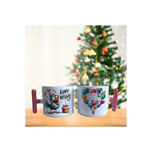 Şaşkın Kuş Happy Birthday Porselen Fincan / Kupa -mug
