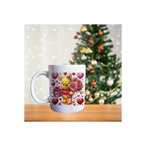 Winnie The Pooh - Happy Birthday - Çiçek Çikolata Görselli Çizgi Karakter Temalı Porselen Kupa