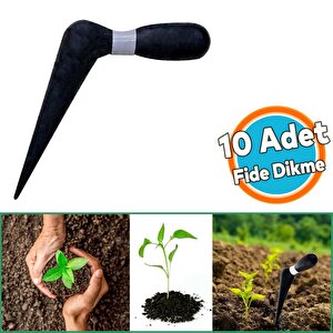 Fide Dikme Aparatı Aleti Fide Dikici Ve Sökücü Siyah Plastik 18 Cm (10 Adet)