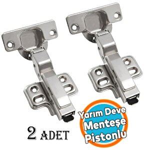 Dolap Kapak Menteşesi Yarım Deve Frenli Pistonlu Yavaşlatıcı Tas Menteşe 2 Adet