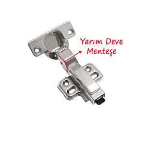 Dolap Kapak Menteşesi Yarım Deve Frenli Pistonlu Yavaşlatıcı Tas Menteşe 2 Adet