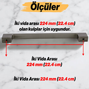 İnox Metal Mobilya Mutfak Çekmece Dolap Dolabı Kapak Kulbu Kulpu Kulpları (224 Mm - 22.4 Cm)