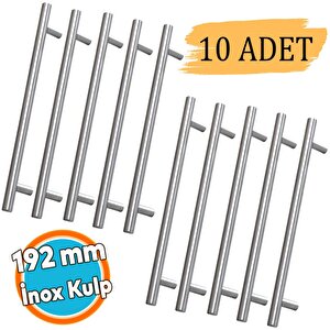 10 Adet İnox Metal Mobilya Mutfak Çekmece Dolap Dolabı Kapak Kulbu Kulpu Kulpları (192 Mm - 19.2 Cm)