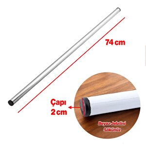Alüminyum Metal Oklava Tekli 74 Cm Mutfak Börek Hamur Un Yufka Açma Silindir Yuvarlak Krom Renk