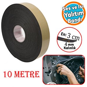 Araç Oto Ses Isı Yalıtım İzolasyon Bandı Yapışkanlı Bant Epidyen Sünger En 30 Mm Kalın 4 Mm 10 Metre