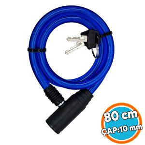 Bisiklet Kilidi 80 Cm Çelik Halat Zincir Kilit Çap 10 Mm Ø  Hırsız Önleme Güvenlik 1 Adet