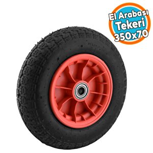 El Arabası Tekeri Plastik Jantlı Yük Taşıma Bilyeli Rulmanlı Havalı Şambrelli 350x70 Mm Tekerlek