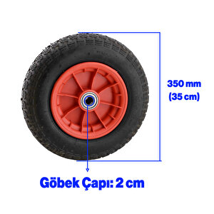 El Arabası Tekeri Plastik Jantlı Yük Taşıma Bilyeli Rulmanlı Havalı Şambrelli 350x70 Mm Tekerlek