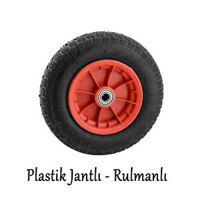 El Arabası Tekeri Plastik Jantlı Yük Taşıma Bilyeli Rulmanlı Havalı Şambrelli 350x70 Mm Tekerlek