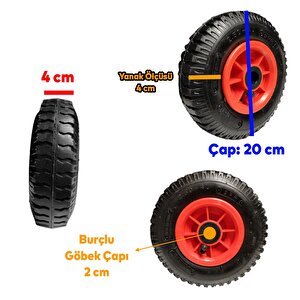 Yük Taşıma Arabası Tekeri El Arabası Burçlu Şişme Şambelli İç Lastikli Teker 200x40 Mm Plastik Jant