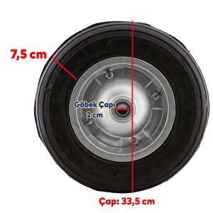 Yük Taşıma El Arabası Tekeri Bilyeli Rulmanlı Dubleks Teker 335x75 Mm Çelik Jant