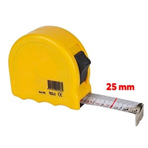 Bükülebilir Metre Şerit Metal En 25 Mm 5 Metre Düğmeli Ölçüm Ölçme Plastik Kasalı