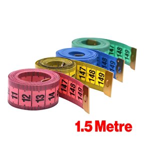 Mezura Yumuşak Şerit Terzi Metresi 1.5 Metre Renk Seçenekli Pvc Diyetisyen Bel Ölçüm Bandı 1 Adet