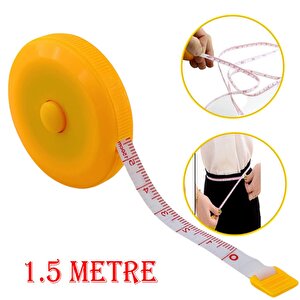 Basmalı Otomatik Metre 150 Cm Mezura Makaralı Ölçüm Terzi Mezurası 1,5 Metre Diyetisyen Bel Bandı
