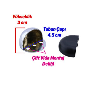 Yarımay Kapı Stoperi Tamponu Vidalı Metal Ağır Kapı Stopu Hızlı Durdurucu Tutucu Krom Gümüş 1 Adet