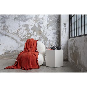 Tek Kişilik Ponponlu Pike Battaniye 150x200 Kiremit Kiremit
