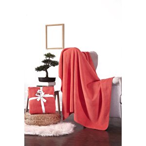 Pamuklu Tv Battaniye 127x155 Basic Nar Çiçeği Nar Çiçeği
