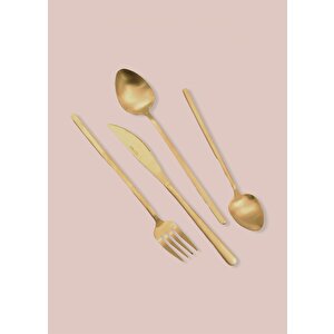 Giallo Çatal Kaşık Bıçak Takımı Mat Gold 24 Parça