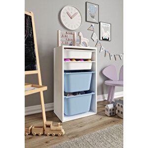 %100 Mdf - Small Mono 4 Sepetli Oyuncak Dolabı