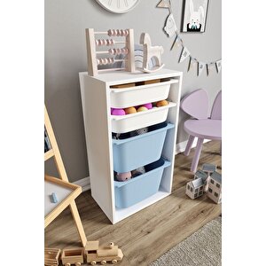 %100 Mdf - Small Mono 4 Sepetli Oyuncak Dolabı