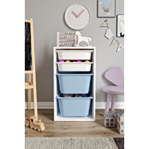 %100 Mdf - Small Mono 4 Sepetli Oyuncak Dolabı