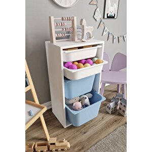 %100 Mdf - Small Mono 4 Sepetli Oyuncak Dolabı