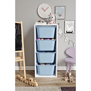 %100 Mdf - Large Mono 4 Büyük Sepetli Oyuncak Dolabı