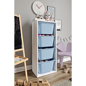 %100 Mdf - Large Mono 4 Büyük Sepetli Oyuncak Dolabı