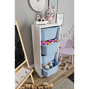 %100 Mdf - Large Mono 4 Büyük Sepetli Oyuncak Dolabı