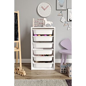 %100 Mdf - Small Mono 6 Sepetli Oyuncak Dolabı