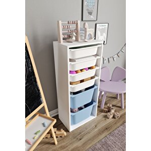 %100 Mdf - Large Mono 6 Sepetli Oyuncak Dolabı