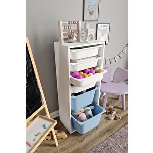 %100 Mdf - Large Mono 6 Sepetli Oyuncak Dolabı