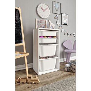 %100 Mdf - Small Mono 4 Sepetli Oyuncak Dolabı