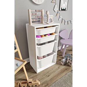 %100 Mdf - Small Mono 4 Sepetli Oyuncak Dolabı