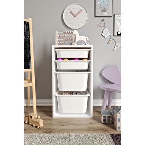 %100 Mdf - Small Mono 4 Sepetli Oyuncak Dolabı