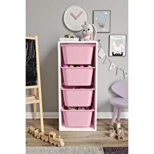 %100 Mdf - Large Mono 4 Büyük Sepetli Oyuncak Dolabı
