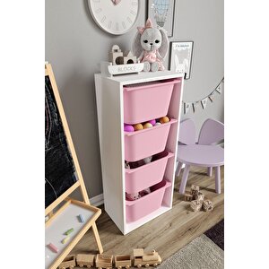 %100 Mdf - Large Mono 4 Büyük Sepetli Oyuncak Dolabı