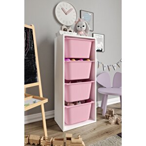%100 Mdf - Large Mono 4 Büyük Sepetli Oyuncak Dolabı